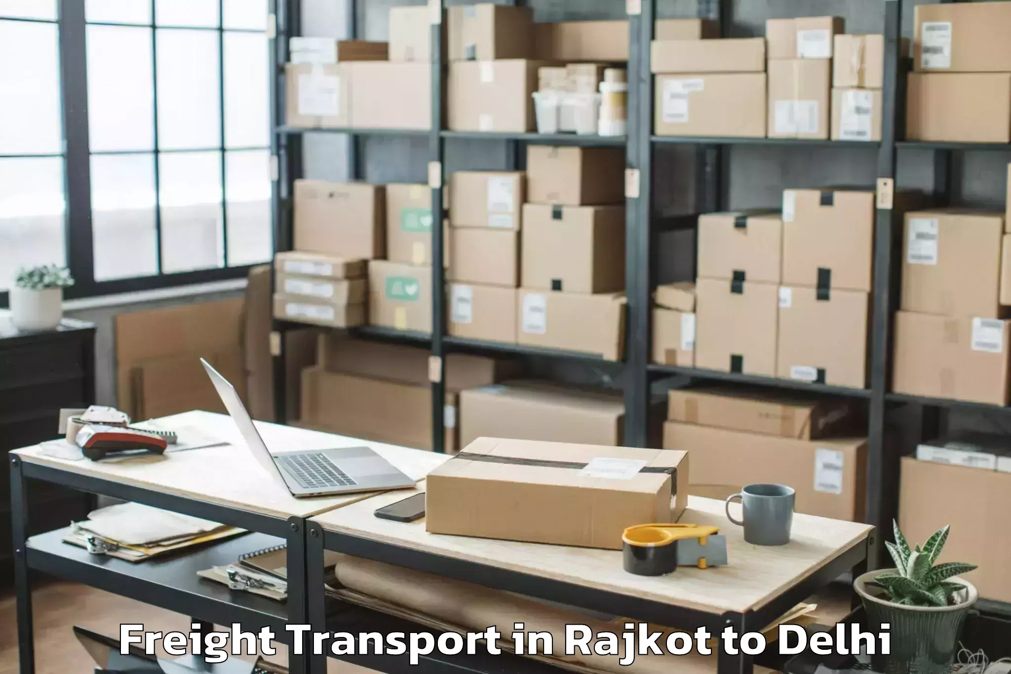 Top Rajkot to Parsvnath Mall Azadpur Freight Transport Available